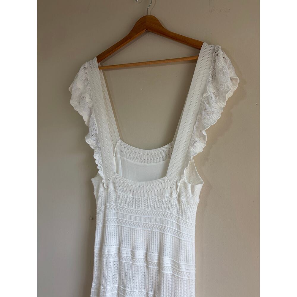 Sezane Isabelle Ecru Midi Flutter Sleeves Knit Dress Size XL NWT - Picture 9 of 9